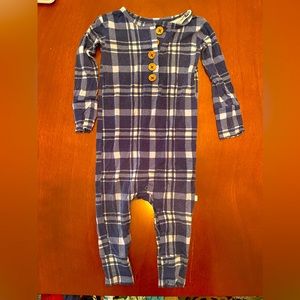Posh Peanut Blue Plaid Romper